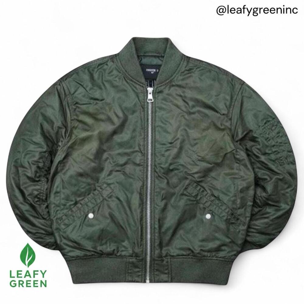 Forever 21 Green MA-1 Bomber Jacket sz us M Flight Military Zip Up Crop Boxy